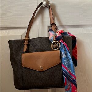 Michael Kors Brown Tote Bag with Scarf
